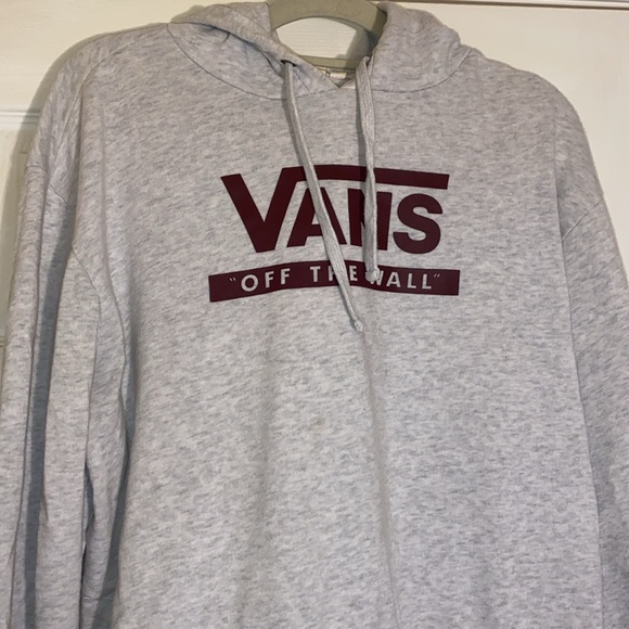 VANS Off The Wall Unisex Cropped Gray/Burgundy Hoodie Size XL - Picture 2 of 9